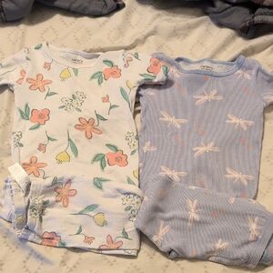 Floral & Dragonfly Duo - Pastel Pink, Green, Yellow & Light Blue